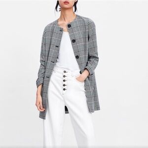 Zara Black and Gray Plaid Jacket
